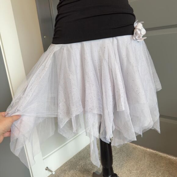 Vintage Ruby Rox Mini Dress \ Y2K Black Halter Neck Mini Dress with White Tulle - Picture 4 of 8